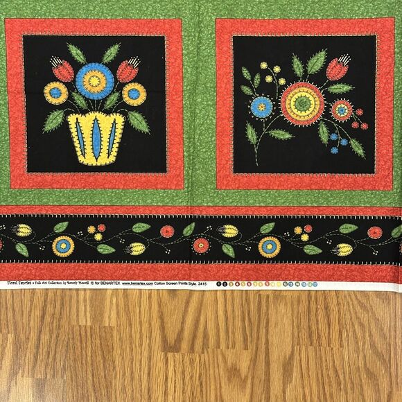 Floral Fancies Quilt Panel Bird Garden Flower Pot Quilt Blocks Benartex 2415 - Picture 5 of 6